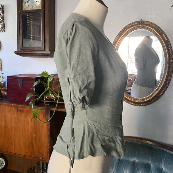 Top shop sage green peplum blouse. Size 2. - Picture 3 of 6